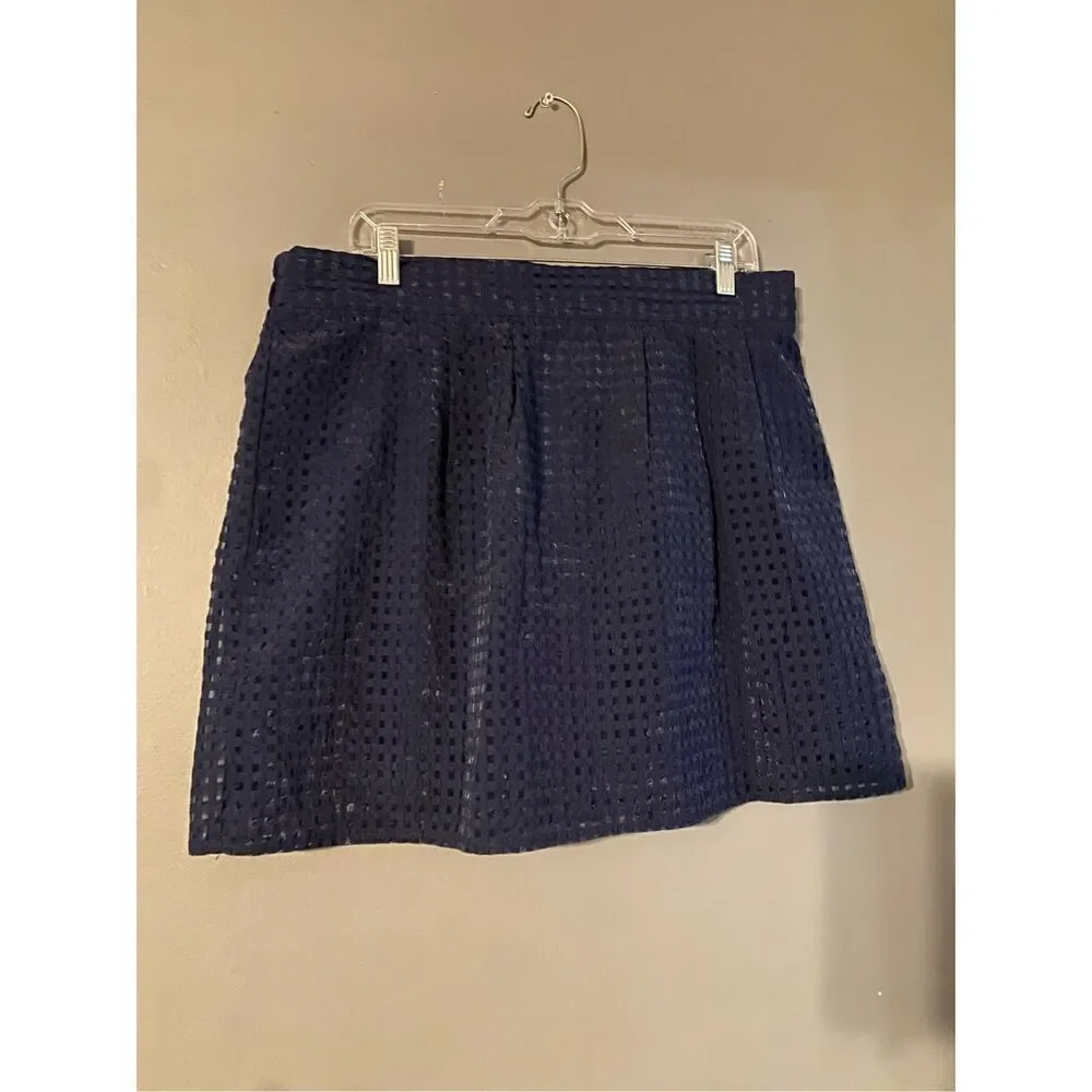 I.N San Francisco Navy Pull On Skater Lined Skirt Textured Size XL